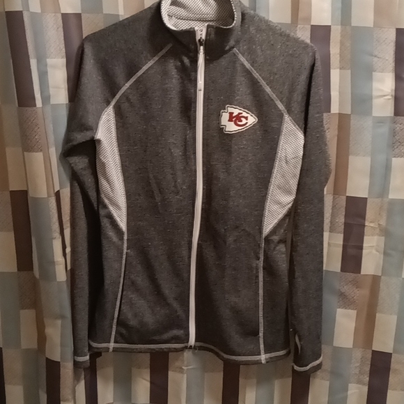 Majestic fan fashion weaved gray & white long sleeve athletic jacket Size S/CH/P - Picture 3 of 3